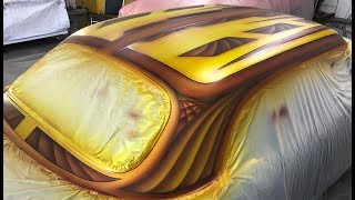 Lowrider Flake paint job Overview Part 2  Sealer and Flake Base [upl. by Strander]