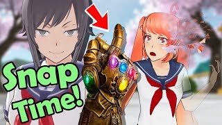 SNAP MODE YandereChan ELIMINATES with the INFINITY GAUNTLET Yandere Simulator Thanos Challenge [upl. by Siblee]