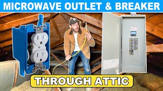 How To Wire a New Outlet amp Breaker Through Attic DIY Microwave Plug Install [upl. by Hplodnar]