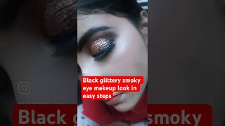 Smoky eye makeup easy  black glittery smoky eye look  how to do smoky eyes shorts makeup yt [upl. by Patrice]