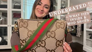 GUCCI JUMBO GG MESSENGER BAG REVIEW   WHAT FITS INSIDE amp MOD SHOTS [upl. by Maxia824]