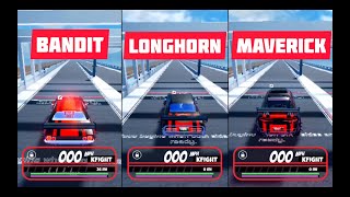 Bandit VS Longhorn VS Maverick 2024 Around 190mph Fastest Speed Test in Roblox Jailbreak [upl. by Tracey]