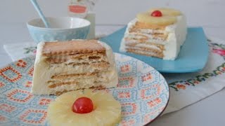 Pastel de galletas napolitanas y piña  Sin horno [upl. by Shanney55]