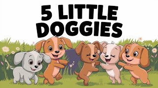 Five little doggies🐶  Fun counting Nursery rhyme poems [upl. by Atsev]