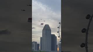 NDP 2024 NE1 Helicopters Flag Flypast singapore ndp2024 marinabaysingapore singaporeflyer [upl. by Ecinereb]