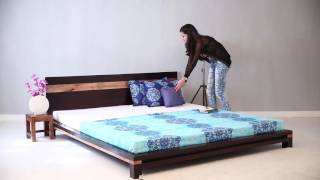 Double Bed  Melisandre Low Floor Double Bed Online  Wooden Street [upl. by Aelaza]