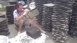 Concrete spacers demolding from plastic molds [upl. by Anak]