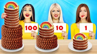 100 Layers of Food Challenge  Eating Sweets amp Snacks for 24 HRS  Food War by RATATA [upl. by Septima76]