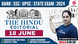 The Hindu Editorial Analysis  The Hindu Vocabulary for Bank  18 June 2024  Harshita Maam [upl. by Leasi]