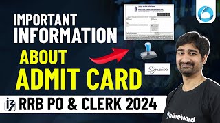 Important Information About Admit Card RRB PO And Clerk 2024  By Aditya Sir [upl. by Fadden]