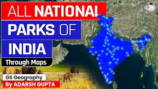 All National Parks of India through Maps  106 National Parks  StudyIQ IAS [upl. by Esinej]