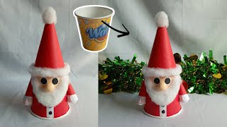 Paper Cup Santa Claus  How to Make Santa Claus  Christmas Craft  NK Creation Noorjahan [upl. by Airdnas651]