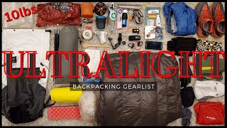 10 Pound Ultralight Backpacking Gearlist  Spring 2023 [upl. by Squires]