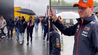 Daniel Ricciardo amp Lando Norris sneaking in Ferrari’s Garage  F1 Driver Arrivals at BelgianGP [upl. by Osanna]