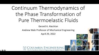 Continuum Thermodynamics of the Phase Transformation of Pure Thermoelastic Fluids [upl. by Allehs526]