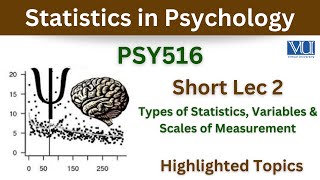 PSY516 Short Lecture 2Types of VariablesBranches of StatisticsScales of MeasurementHighlighted [upl. by Yenahc814]