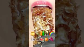 ASMR EMOJI FOOD 🍯🍾🟧🟩🥂🌈🐰🦔🍉🍊🍇 이모지 먹방 sped up [upl. by Rorie]