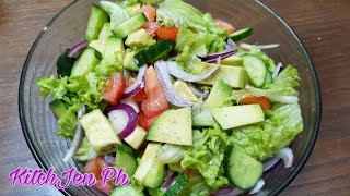 AVOCADO SALAD WITH CUCUMBERLETTUCE AND TOMATO HEALTHY SALAD RECIPE EASY SALAD  KitchJen Ph [upl. by Nnazil]