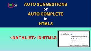 How to set autosuggestion  autocomplete features with datalist  HTML5 [upl. by Acirea630]