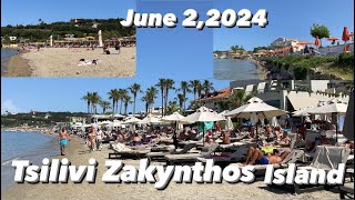 Full Tour  Tsilivi Zakynthos Island  June 22024  Beach Tour  Main Road  Summer 2024 tsilivi [upl. by Atterehs]