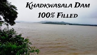 Khadakwasla Dam Pune 100 filled  Best place to visit in Pune  Beautiful View in Rainy Season [upl. by Nailluj]