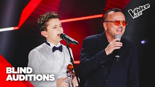 Francesco e il suo violino conquistano Gigi D’Alessio  The Voice Kids 3 Blind Auditions [upl. by Annoid260]