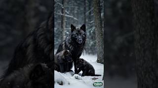 Heartwarming Footage Of Rare Black Snow Wolf Mother Guarding Her Little Pups In Stormy Winterland [upl. by Lewse]