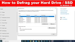 How to Defragment Optimize your hard drive or SSD on Windows 10  Disk Defragmentation  2020 [upl. by Denys]