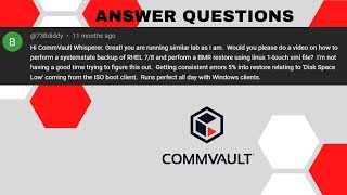 Answer Question from a Subscriber Hi CommVault Whisperer Great you are running similar lab [upl. by Namyac]