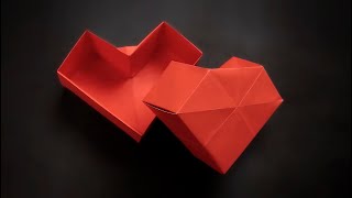 Origami Heart Box With a Lid  How to Fold [upl. by Zaid40]