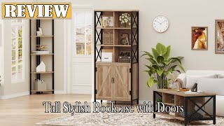 FATORRI Bookshelf with Doors Review  Tall Stylish Bookcase with Doors [upl. by Chalmer]