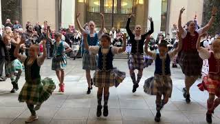 Massed Highland Fling in the forecourt of The Westin Melbourne Melbourne Tartan Festival 2023 [upl. by Nenerb649]