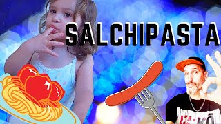 SALCHIPASTA 🍝 Salchichas con Spaghettis ideal para los PEKES👨‍👩‍👧 [upl. by Eiramanel]