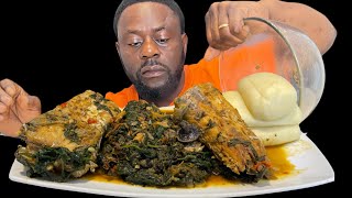 EXTREMELY SPICY EFO RIRO amp EBA MUKBANG Turkey wings  Nigerian food Soft Eating Sounds [upl. by Junie]