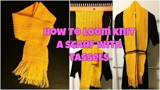 How To Loom Knit A Scarf with Tassels  Seed Stitch [upl. by Yennep]