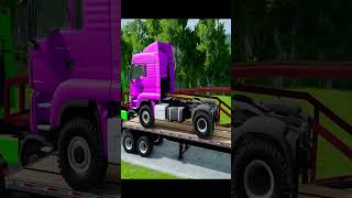 Double Flatbed Trailer Truck vs Speed bumps  Train vs Cars  Tractor vs Train  BeamNG Drive 378 [upl. by Iuqcaj330]