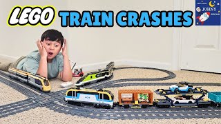 Lego Freight Train Vs Lego High Speed Trains Crash and Build Giant Lego Tracks [upl. by Aret149]