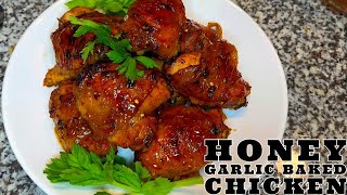 Best Quick amp Easy Honey Garlic Baked Chicken thighs [upl. by Attelrak]