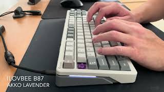 Akko Lavender Purple Switches  ilovbee B87 TKL  Leaf Spring Mount  Typing Sounds [upl. by Cristin580]