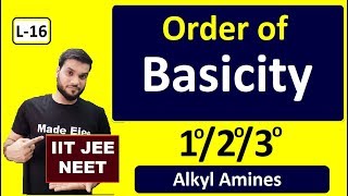 L16 How to Find ORDER OF BASICITY in Alkyl Amines  full explanation  JEE NEET  By AArora [upl. by Gherardi792]