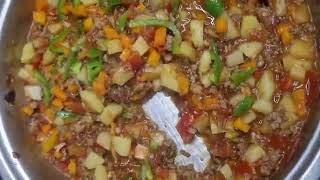 Simple minced meat stew peas potatoes recipe cooking food foodie recipe yummy cook [upl. by Hakkeber884]