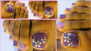 Pedicure con flores rápidas de hacer veranoflower design toe nail art [upl. by Burford]