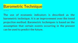 Barometric Technique of Demand Forecasting I Managerial Economics I AKTU [upl. by Carberry]