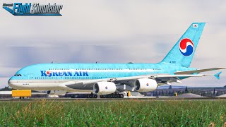 MSFS 2020  The Day an A380 Met the Runway  A Hard Landing Experience  Korean Air to Los Angeles [upl. by Hodess261]