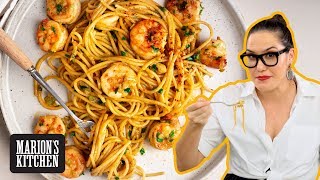 Spicy Garlic Shrimp Spaghetti  Marions Kitchen [upl. by Bunns798]