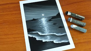 Black beach Oil Pastel Painting for beginners  Easy Oil Pastel Drawing Tutorial [upl. by Kirima]