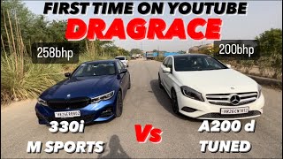 BMW 330i M SPORTS STOCK Vs MERCEDES A200d TUNED DRAGRACEFACEOFF🔥 [upl. by Ahsykal649]