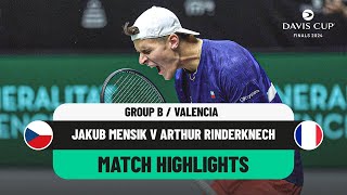 Jakub Mensik v Arthur Rinderknech Highlights  Czechia v France Davis Cup 2024 Finals Group Stage [upl. by Nileuqay]