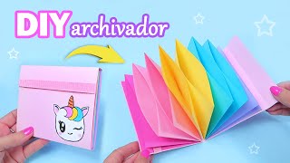 DIY Archivador de Papel 🦄 Manualidades con Papel  DIY para la Escuela [upl. by Short222]