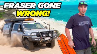 BADLY Bogged on Fraser Island KGARI then the STEERING BROKE Monster 4hr Recovery [upl. by Kearney597]